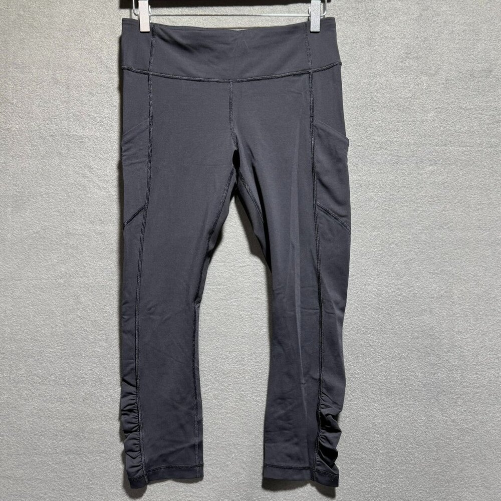 Lululemon Leggings Women Yoga Mid Rise Workout Side Pockets Pants Black Size 8